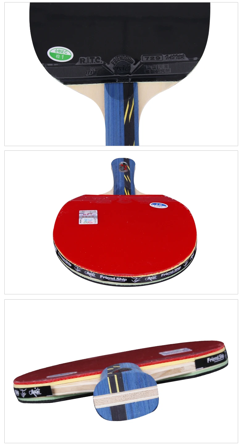 729 Friendship Super Four Stars Table Tennis Racket Premium Rubber Pingpong Bat Professional Black Red Game  Wood Good Color