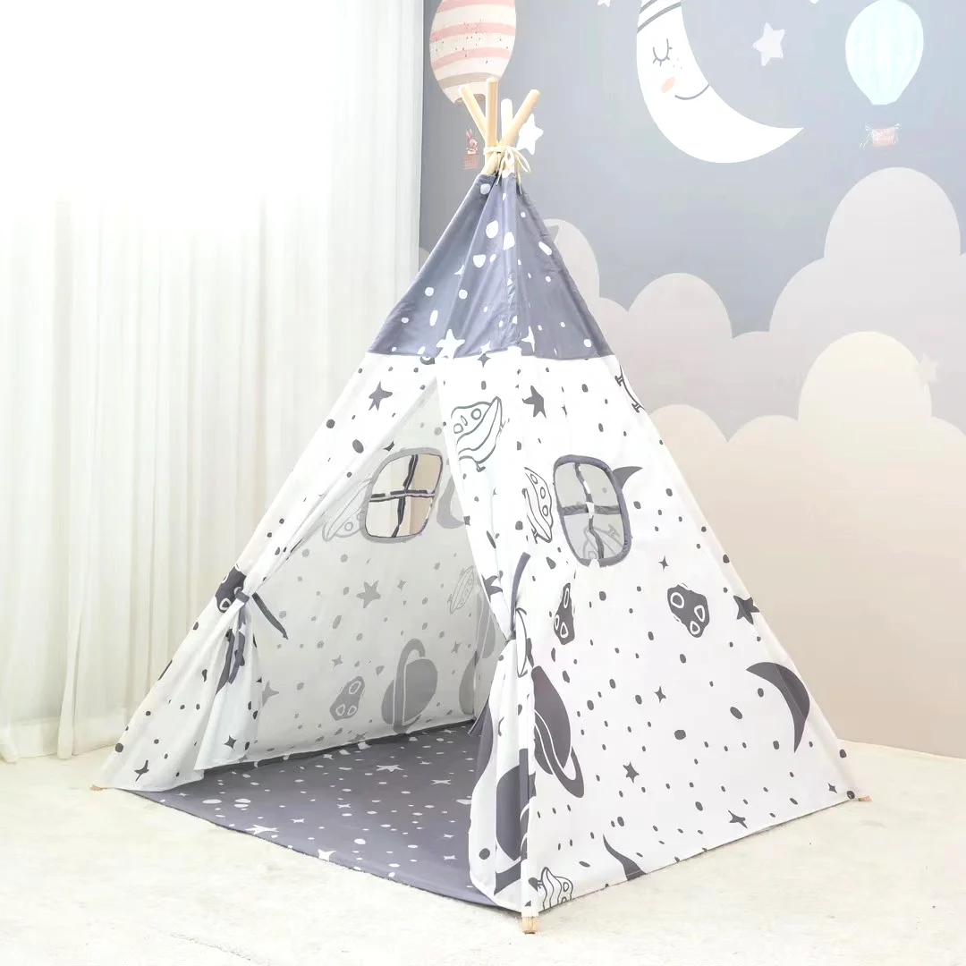 Wholesale Factory OEM  Indian Sleepover Tent Children Play House Teepee for Kids Games with Mat and Bunting