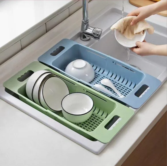 Kitchen Accessories Telescopic Adjustable Shelf Soap Sponge Drain Storage Basket Bathroom Sink Holder