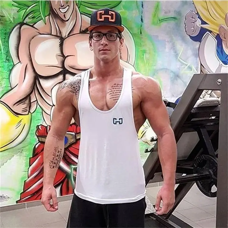 
Wholesale custom logo printing breathable sleeveless y back fashion workout men 100% cotton tank top 