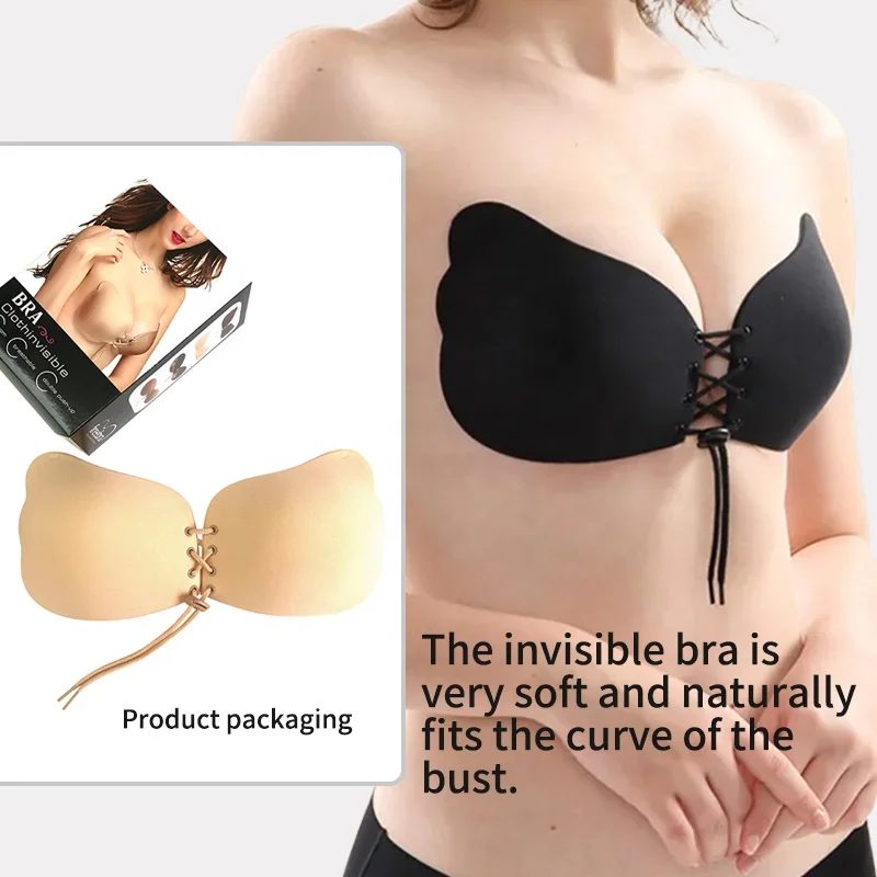 Lala Goddess Front Strap Seamless Strapless Bra Gather Push Up Lightweight Adhesive Silicone Nipple Covers For Women Reusable