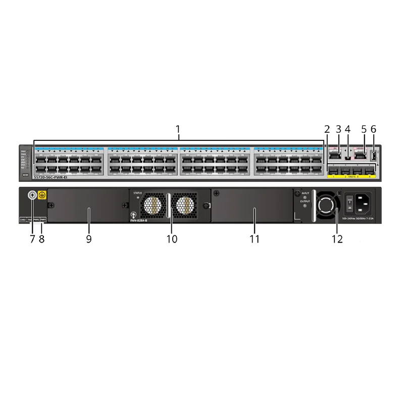 S5710-52C-PWR-EI-AC 02354042  48* PoE+ 10/100/1000BASE-T Ports 4 *10ge SFP+ Ports Network Gigabit Poe Switch