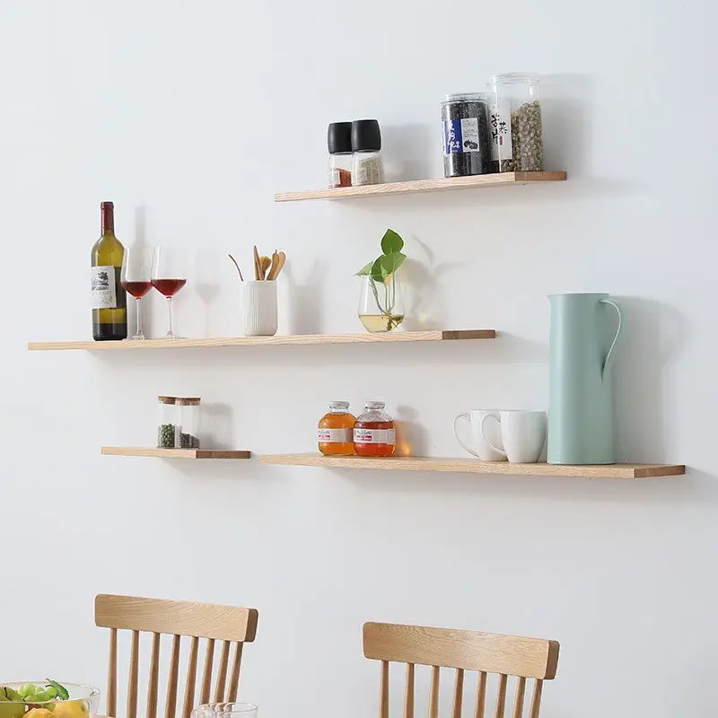 Home Decor Natural Solid Wood Floating Wall Decor Storage Shelf