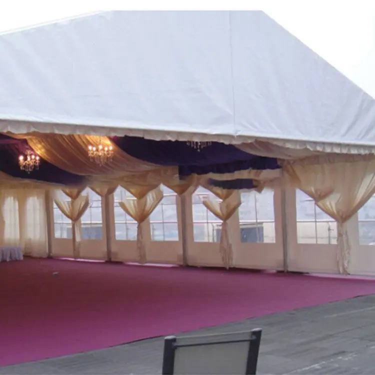 Large transparent frame combined with tent canopy venue structure wedding tent