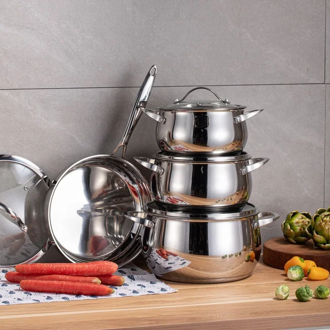 Wholesale Custom Kitchen Stainless Steel Cooking Pot Set Non-Stick Pots And Pans Set 8 Pieces Cookware Sets