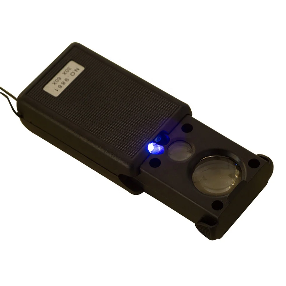 UV 30X 60X Magnifier Jewelry Loupe Reading Magnifying Glass