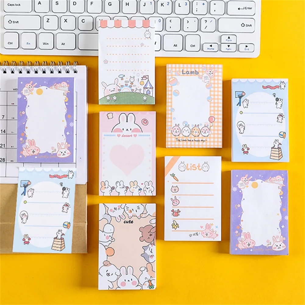 Cute cartoon bunny memo notepad this student notebook sticky note can be torn unlimited repeat paste message notepad