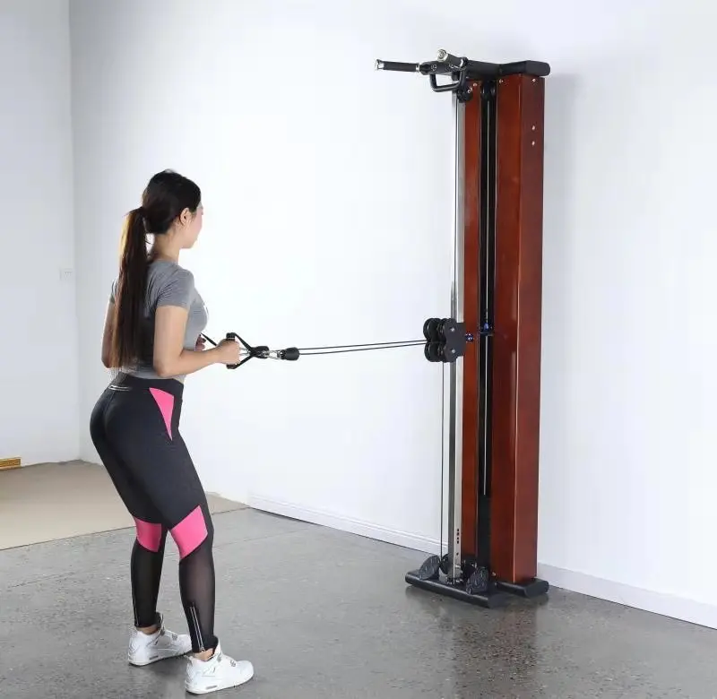 Commercial Home Wooden Pulley Single cable Crossover Wall Mounted Squat Rack Multi Function Station Machine Arm Strength Fitness