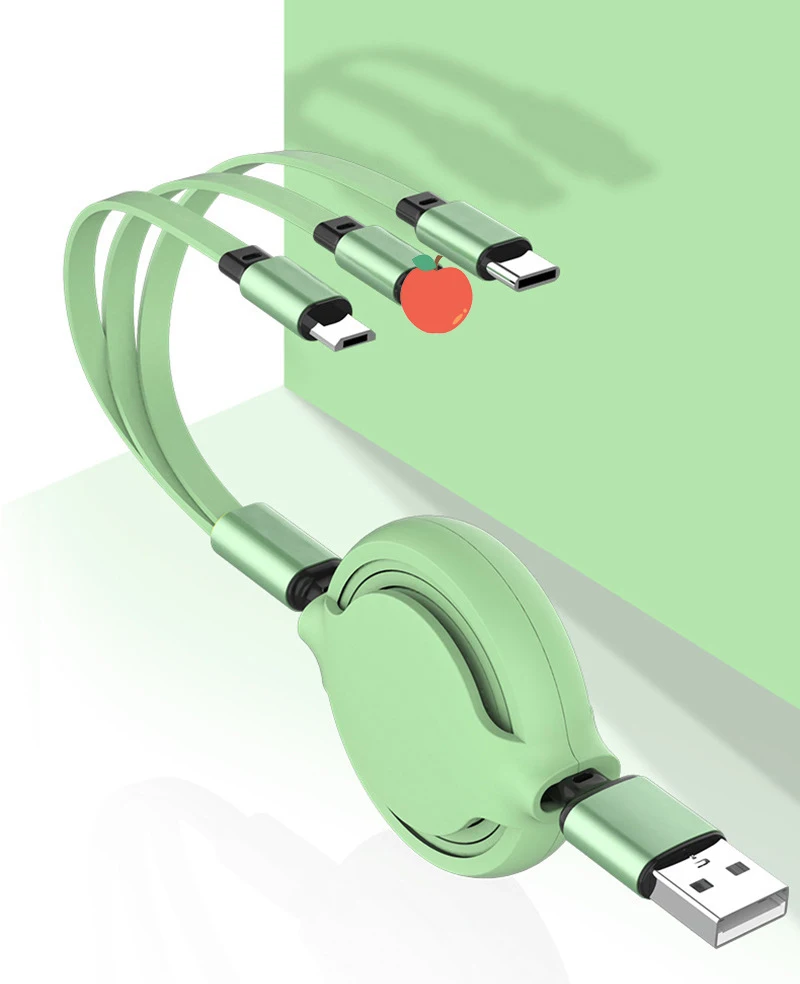  Изготовленным на заказ логосом 3 в 1 Выдвижной usb-кабель для зарядки м USB зарядное устройство iPhone и Android телефонов с интерфейсом Type-C