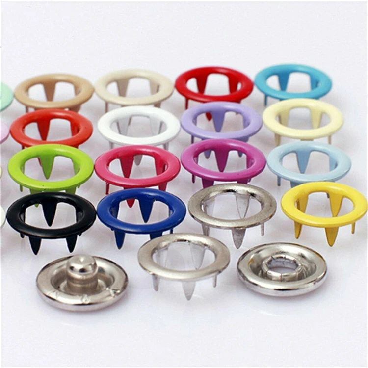 Metal 7.2MM 8.2MM 9.0MM 9.2MM 9.5MM 9.6MM 10MM 10.5MM 11MM 15MM 20MM 21MM Nickel-Free Five Prong Ring Snap Button