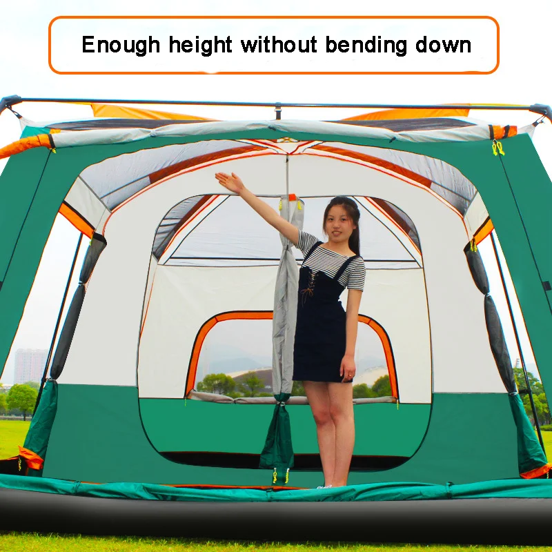 Outdoor Camping Tent With 2 Rooms 1 Living Room Waterproof Extra Large Space 8-12 Persons Family Tent