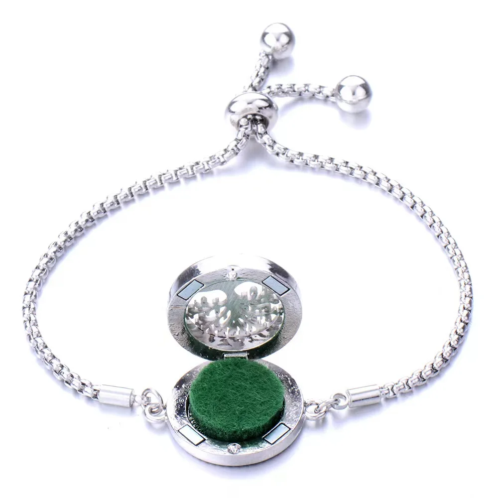 Stainless steel hollow tree of life aromatherapy Bracelet creative essential oil can open lovers adjustable magnetic bracelet