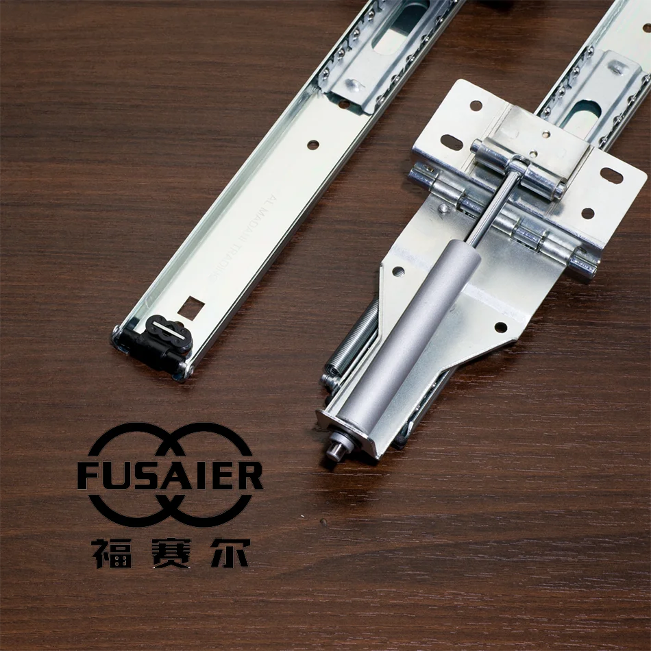 Fusaier Ball Bearing Drawer Guiding Slide Runner Pocket Door TV Track With Pneumatic Rod Telescopic Slide