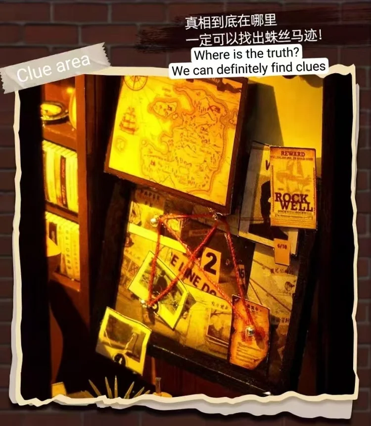 Handmade DIY Detective Diary Vertical Book Miniature Model Toy Assembled House for Birthday Gift