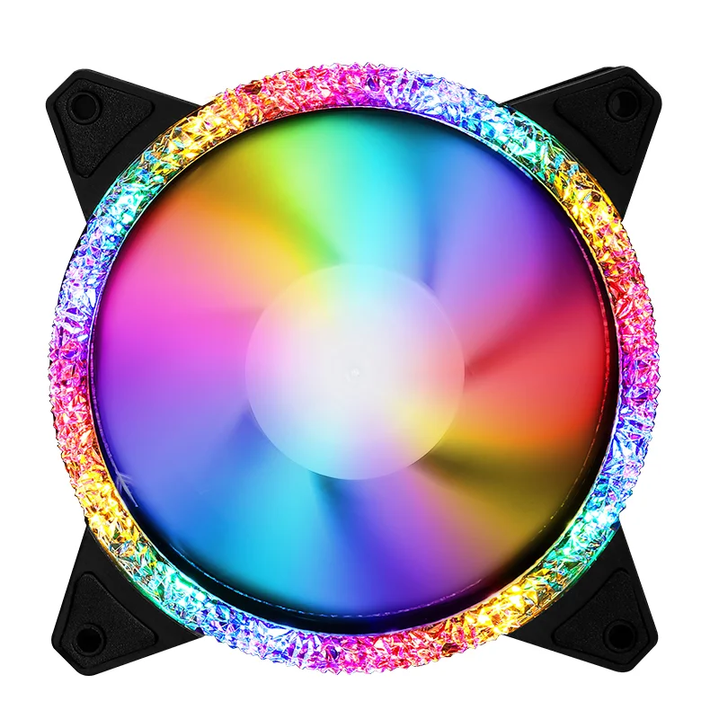 
Factory wholesale PC RGB automatic color changing fan radiator double hole computer case 120mm rgb fan 
