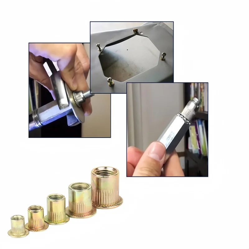 150pcs M3-M10 Zinc Plated Carbon Steel Knurled Nuts Rivnut Flat Head Threaded Rivet Insert Nutsert Cap Rivet Nut