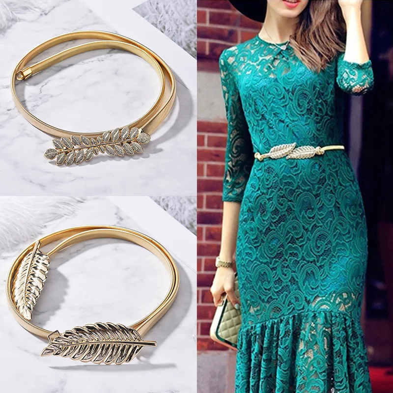 Fashion Lady Gold Elastic Shiny Luxury Skinny Metal Belt Custom Girl Dress Skirt Decoration Metal Chain Waist Belt