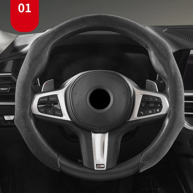 For BMW Car Steering Wheel Cover Automotive Interior Accessories Handle Cover General Sports Leather steering Wheel Cover