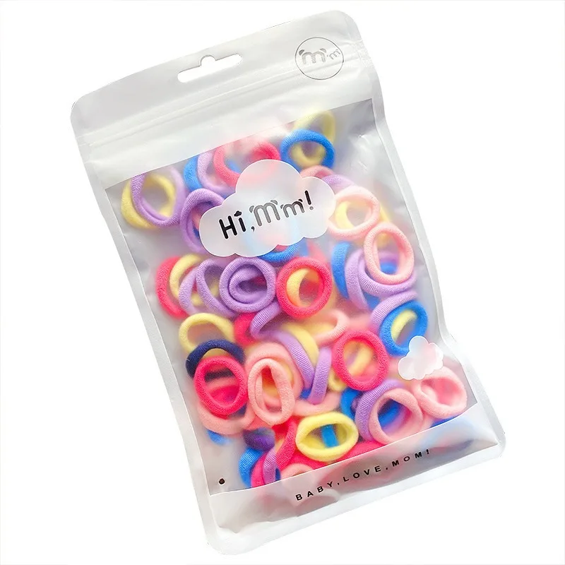 50Pcs Baby Elastics Hair Ties Candy Color Seamless Girls Ponytail Rubber Bands For Toddlers Girls