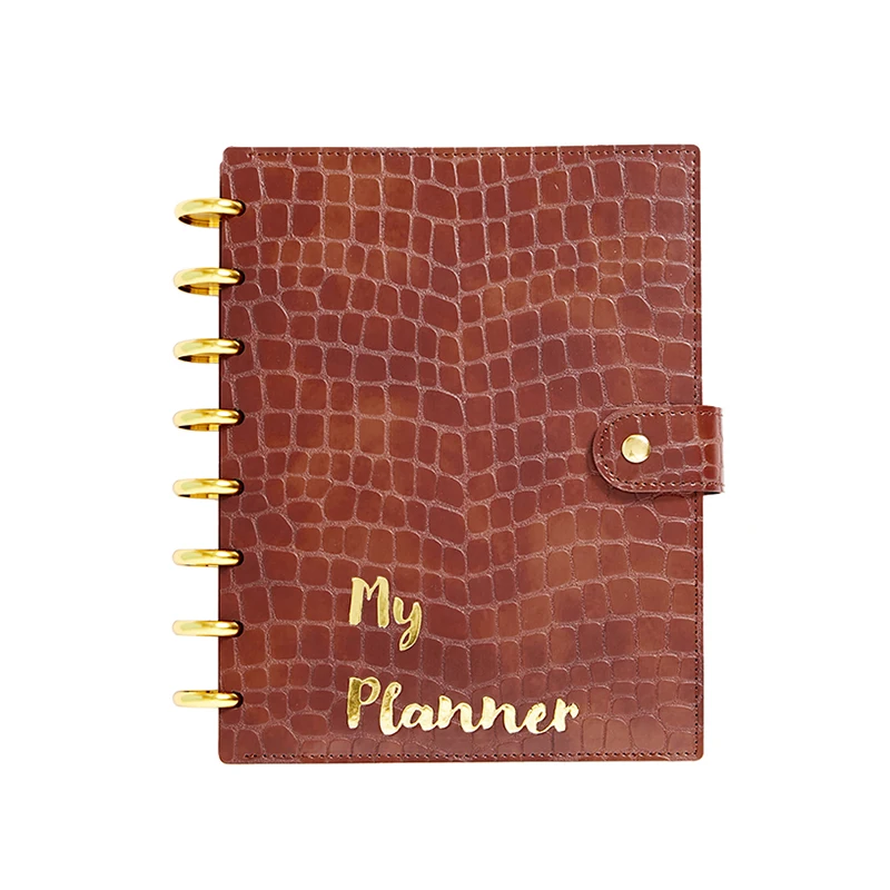 Customized A5 Leather Agenda Disc Bound Embossed Diary Workout Stationary A5 Insert Doctors Nursing Student Planner