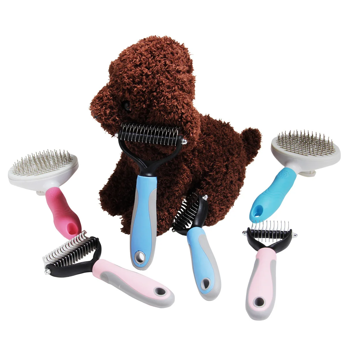 Pet Grooming Product Pet Hair Open Knotting Comb Haired Self Cleaning Cat Dog Hair Grooming Silicon Pet Brush