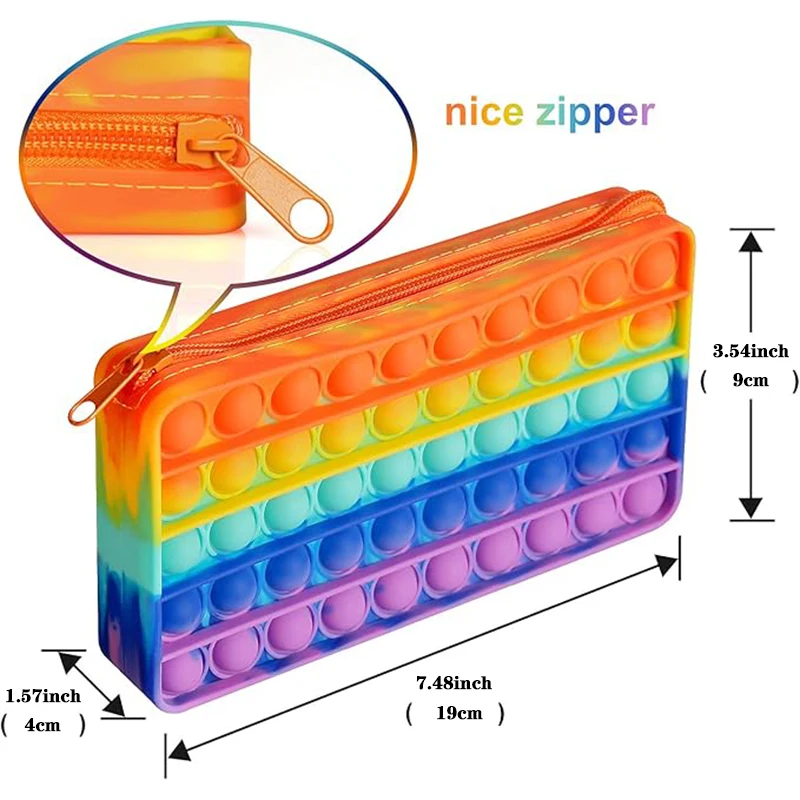 Pop Pencil Case Pouch Fidget Simple Sensory Silicone Bubble Toy Stationery Storage Bag Decompression Toys School Season Gifts