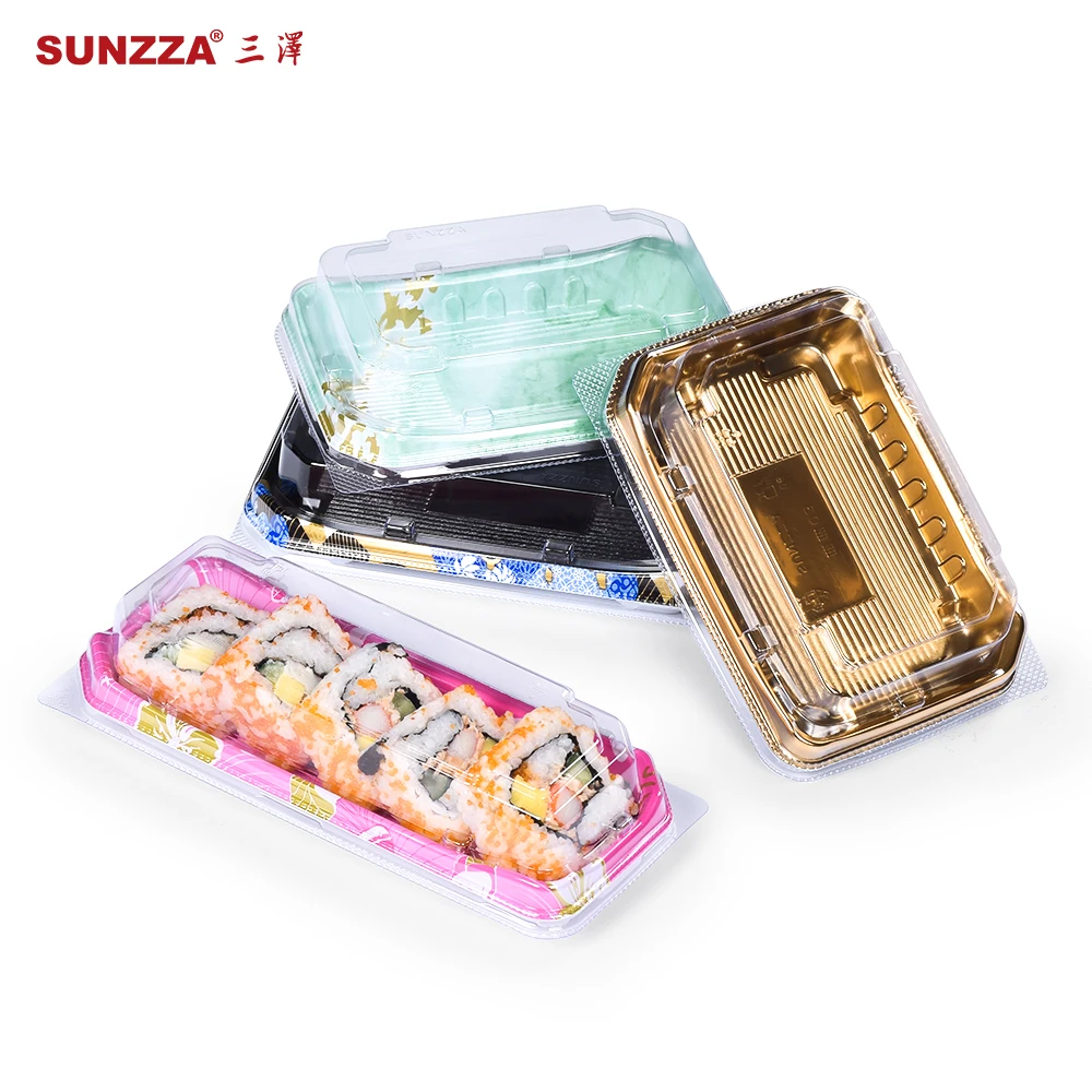 Sunzza  package custom fashion printed take out food packaging boxes disposable plastic container for sushi