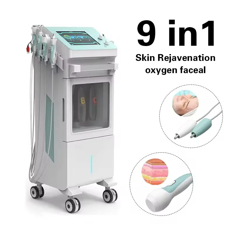 9 In 1 Small Bubble Hydrodermabrasion Water Aqua Oxygen Jet Peel Facial Machine Skin Care Beauty Salon Equipment