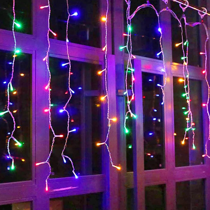 8 modes waterproof christmas garland curtain 4m96leds drop window fairy icicle led string light decorative light