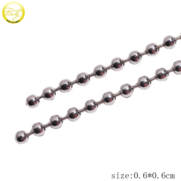 Wholesale silver color metal roller chain clasp decoration metal ball chains for bag strap
