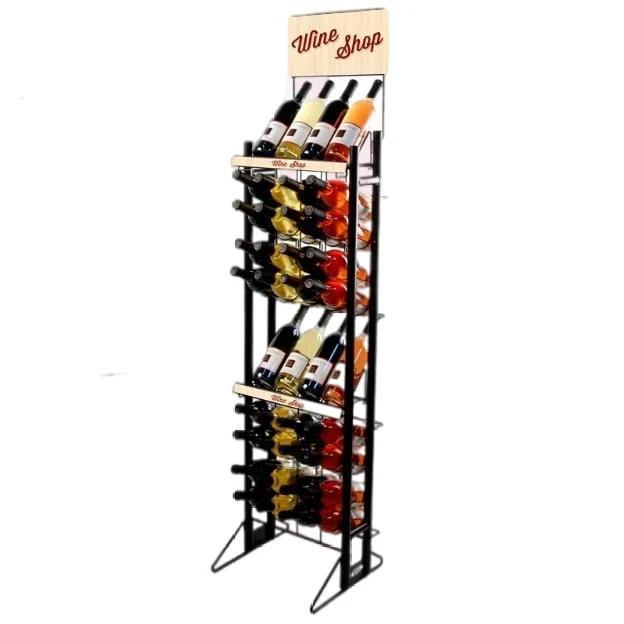 Beer Storage Product Display Stands Shop Shelves Display Bar Cabinet Retail Liquor Store Metal Liquor Bottle Wine Display Rack
