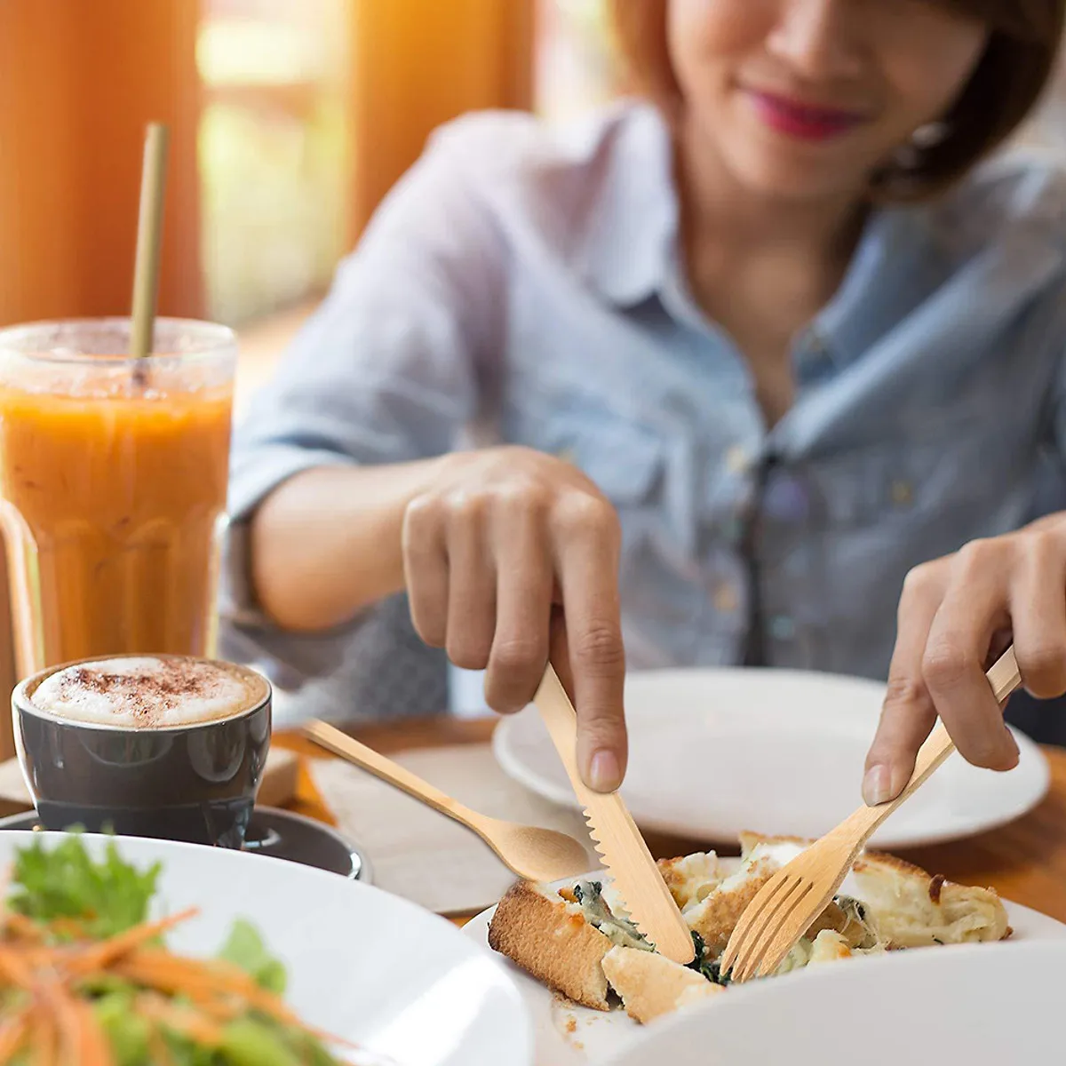 
Complete set cutlery with spoon fork knife from Vietnam manufacturer hot selling bamboo cutlery set 