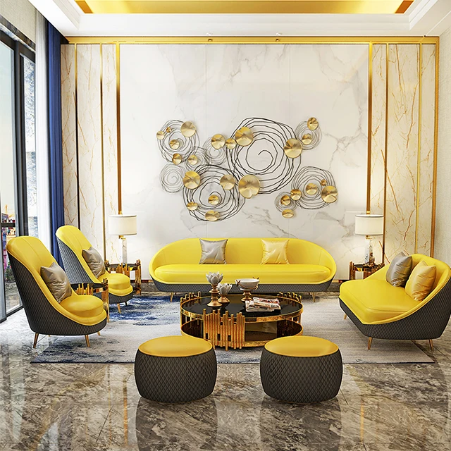 Hot selling Luxury furniture Coffee Table Set Stainless Steel Round coffee table for living room