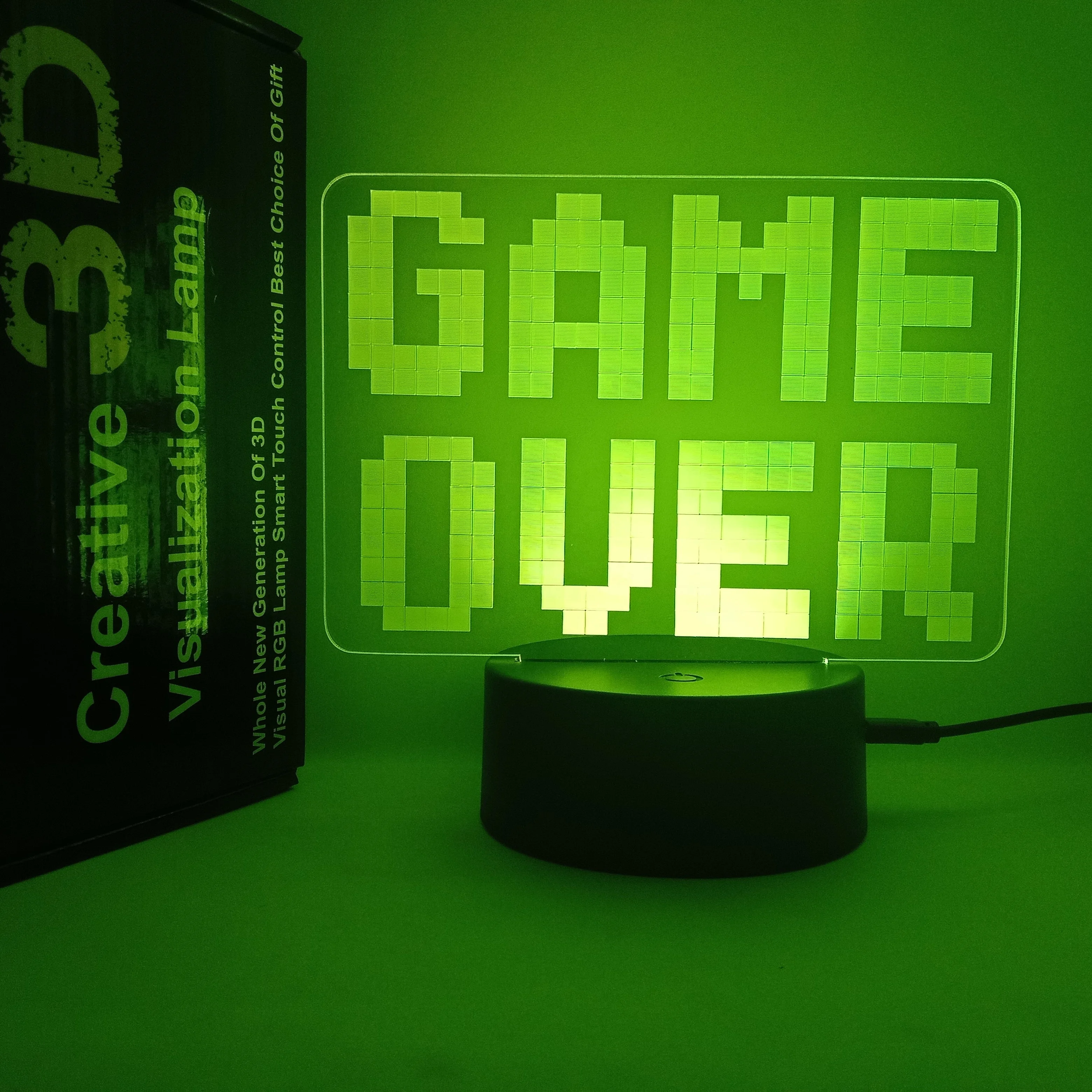 Video Games Icon 3D Lamp Remote Control 16 Colors 4 Modes 3D Night Lamp Game Over Play Station 3D Desk Lamp Room Decoration