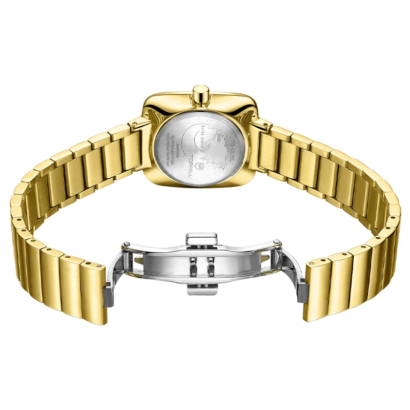 Tophill Custom OEM High End For Womens 316L Stainless Steel Square Swiss Quartz Movement Quartz Watches Minimalist Luxury Style