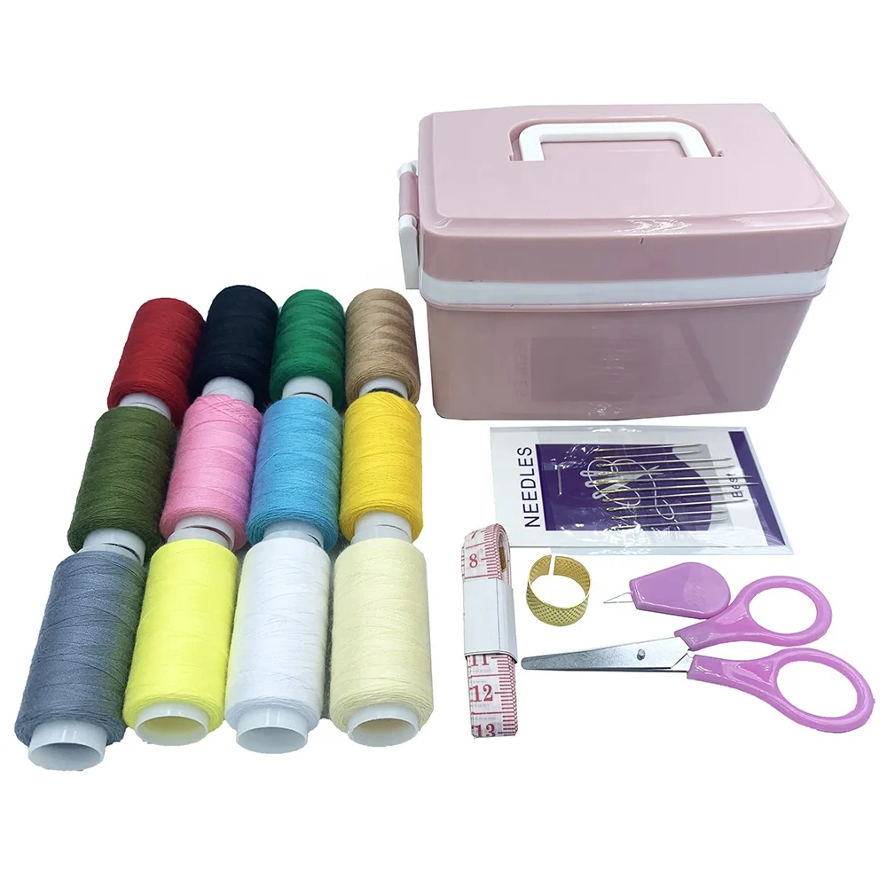 Multifunctional Travel Mini sewing kit cotton threads With Plastic Box Convenient Sewing Work