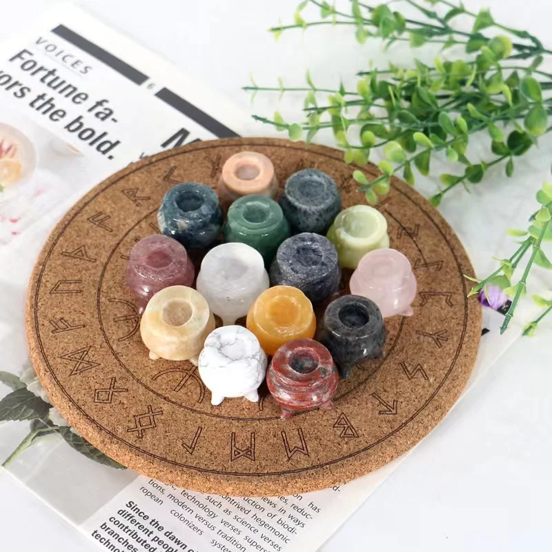 Factory Price Wholesale Natural Crystal Figurine Witches Cauldron Crystal Crafts For Home Decoration