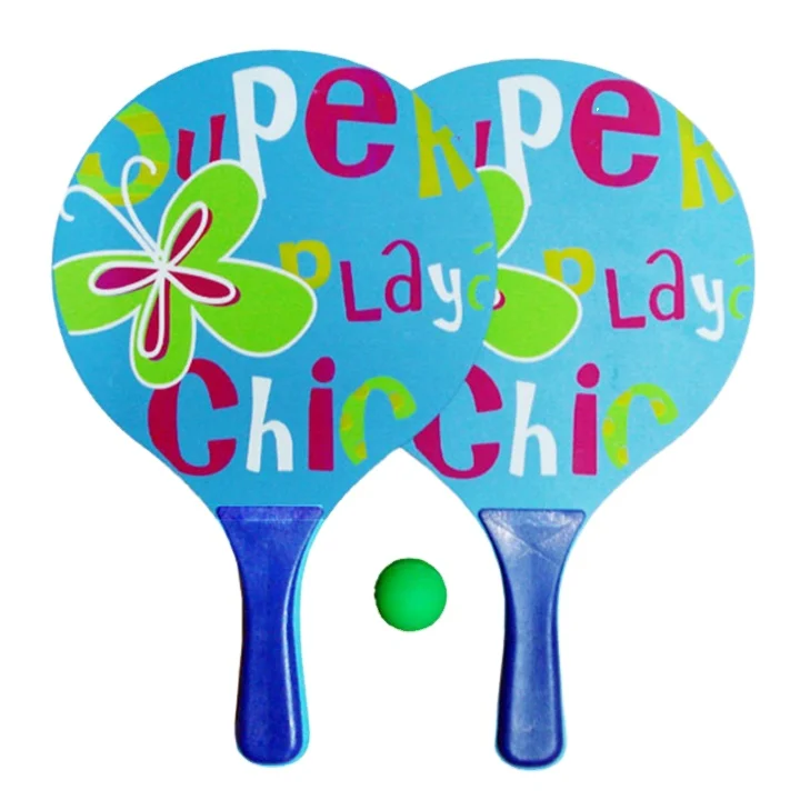Wholesale Price Top Quality Promotion Beach Bats Wooden Custom Color Logo Beach Paddle Racket for Beach Entertainment