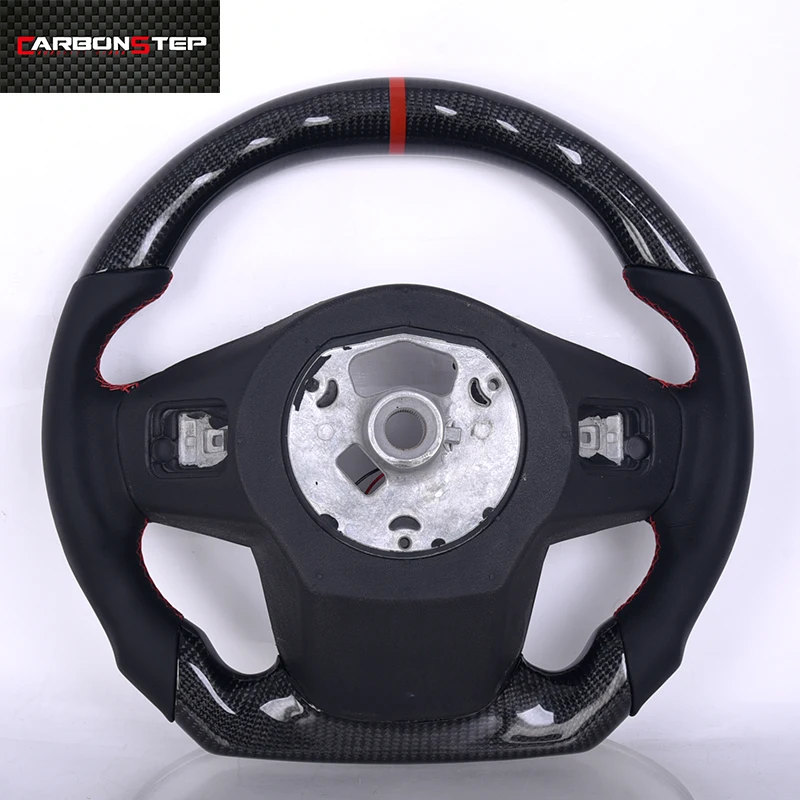 Hand Sewing Custom Black Leather Carbon Fiber Steering Wheel For Toyota Supra