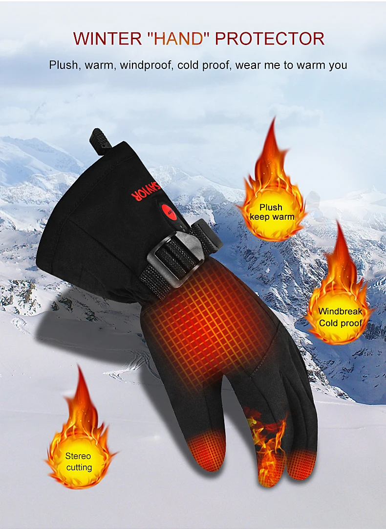 Savior Screen Touch Mobile Warming Rechargeable Battery Powered Heated Motorcycle Gloves