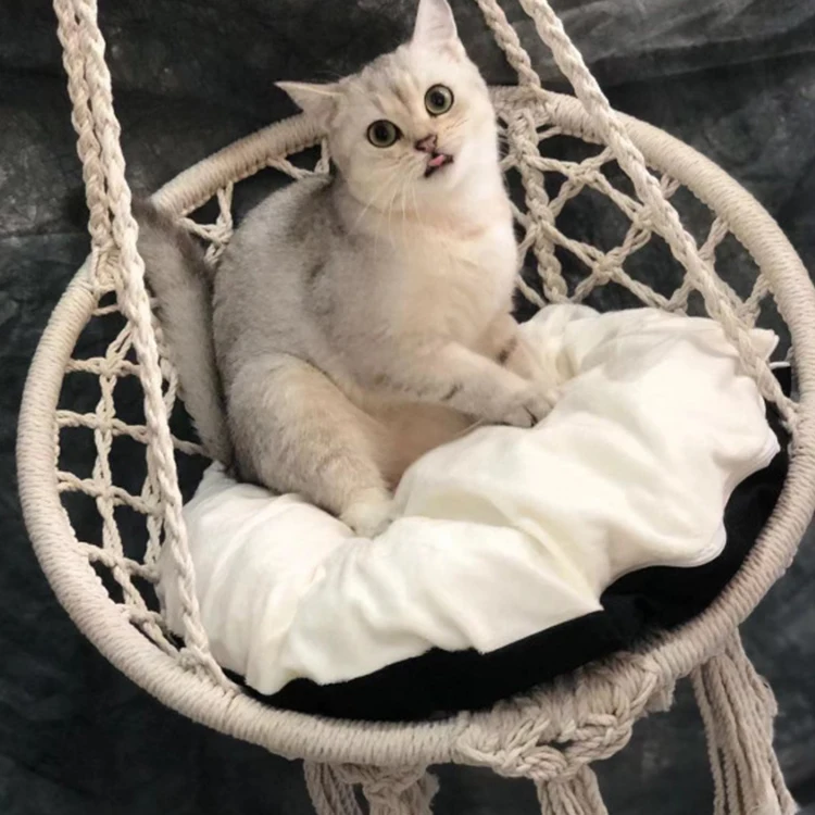 Factory price Cotton rope tassel Cat Cage Hammock Pet Hanging chair Bed for Cats,Hamaca Para Gatos