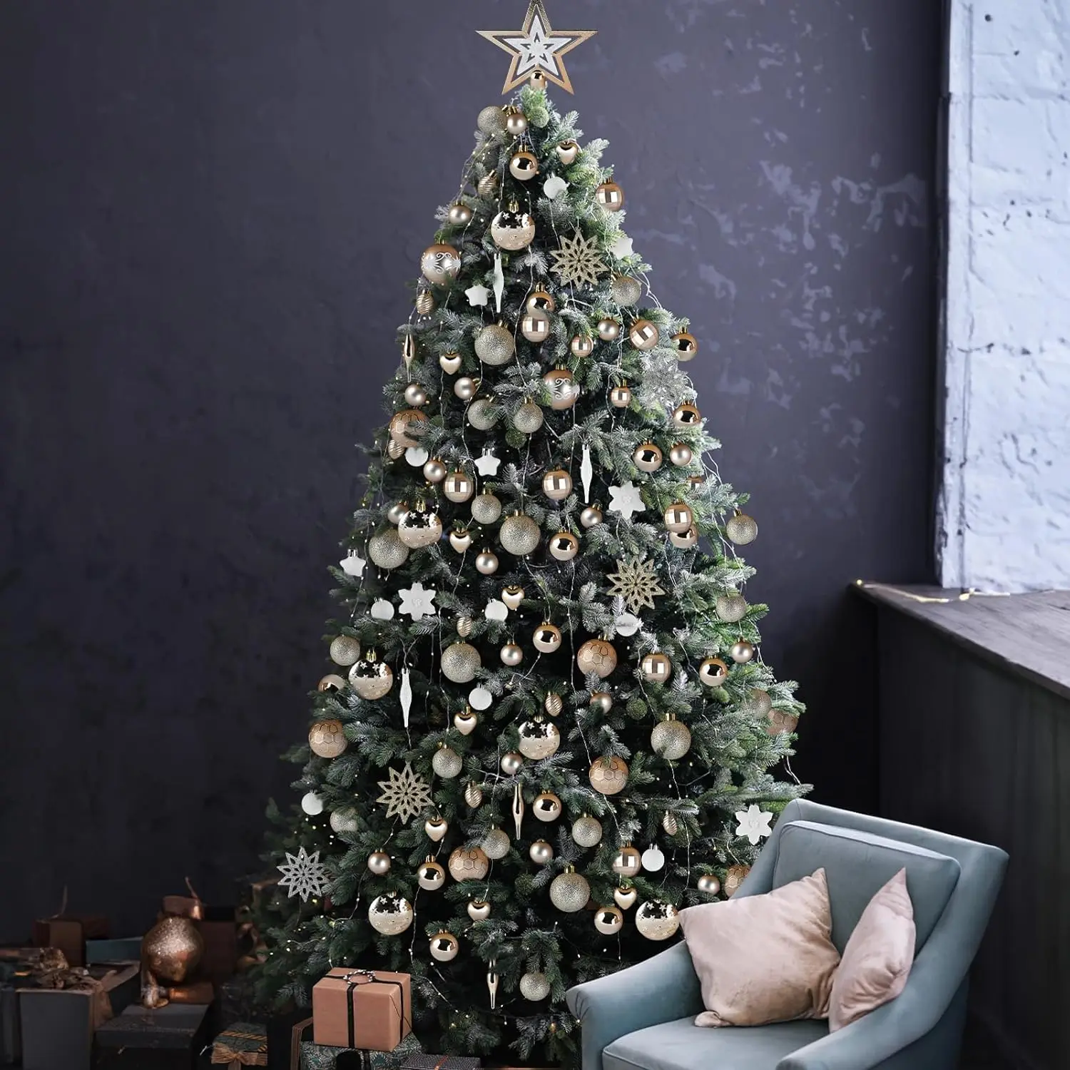 58 PCS Christmas Balls Shatterproof Baubles Reusable Hanging Christmas Balls Party, Home Decor