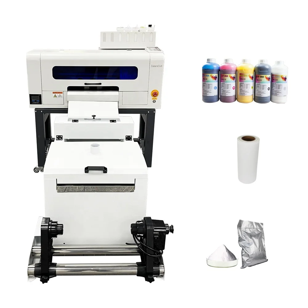 High quality xp600 dtf printer lancelot dtf printer a3 print dimension with dual xp600 heads 30cm dtf printer with powder shaker