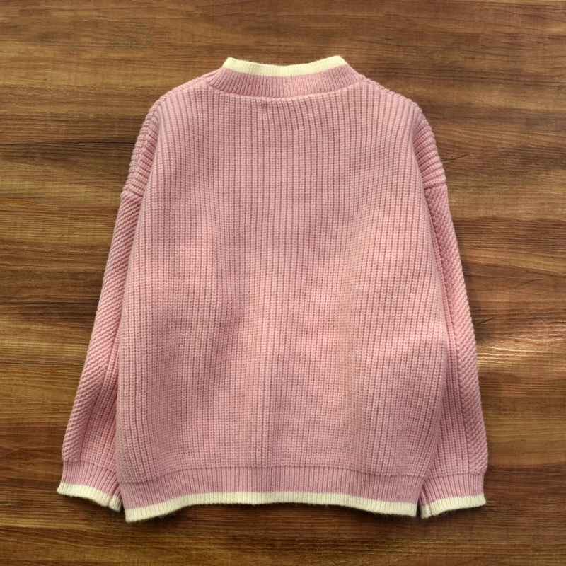 HUIFAN Kid Autumn Long Sleeve Knitwear Cotton 3-11 years Button Girl Knit Cardigan Sweater for Kids Children