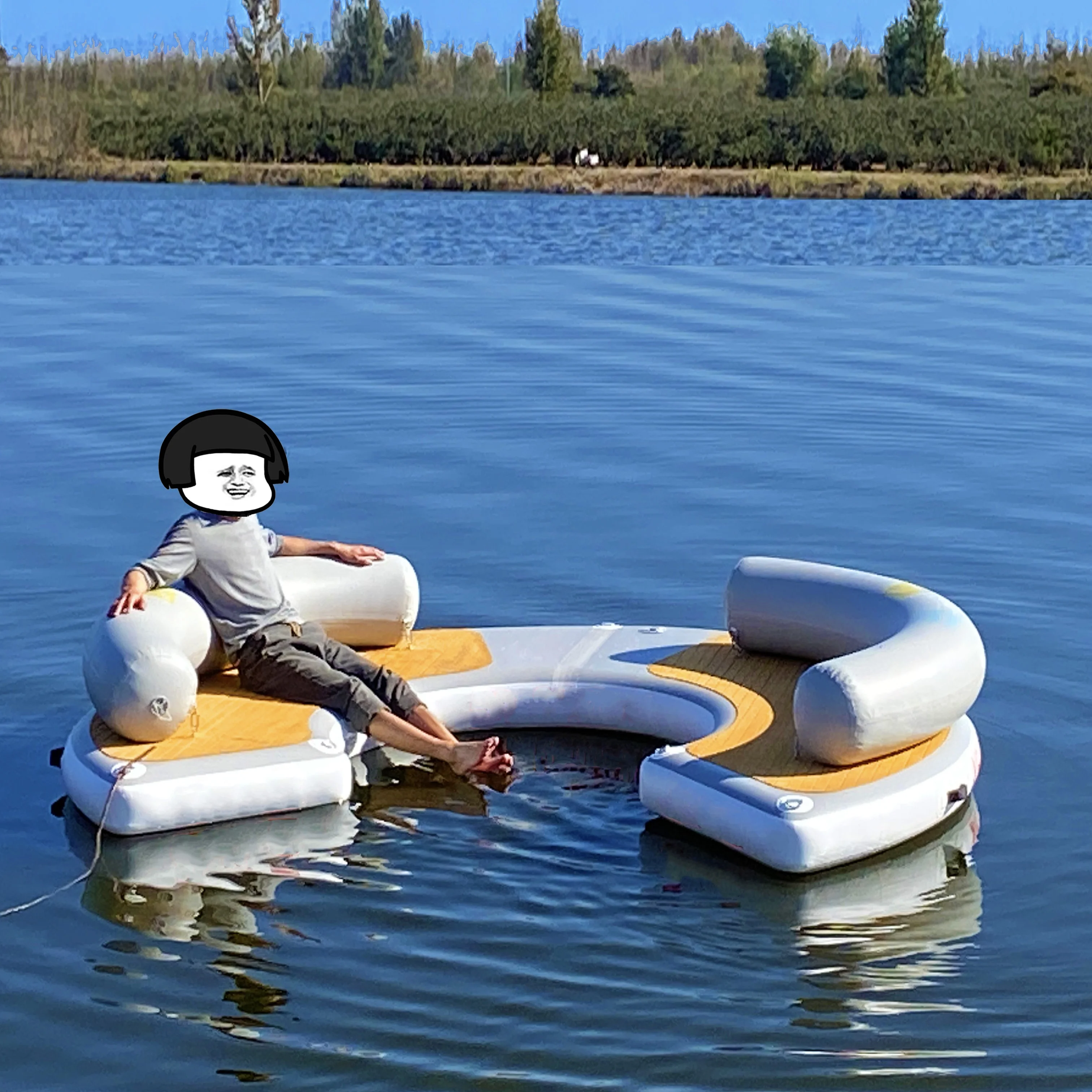 Leisure Land 322 3m floating water party fun island floating water mat for sale