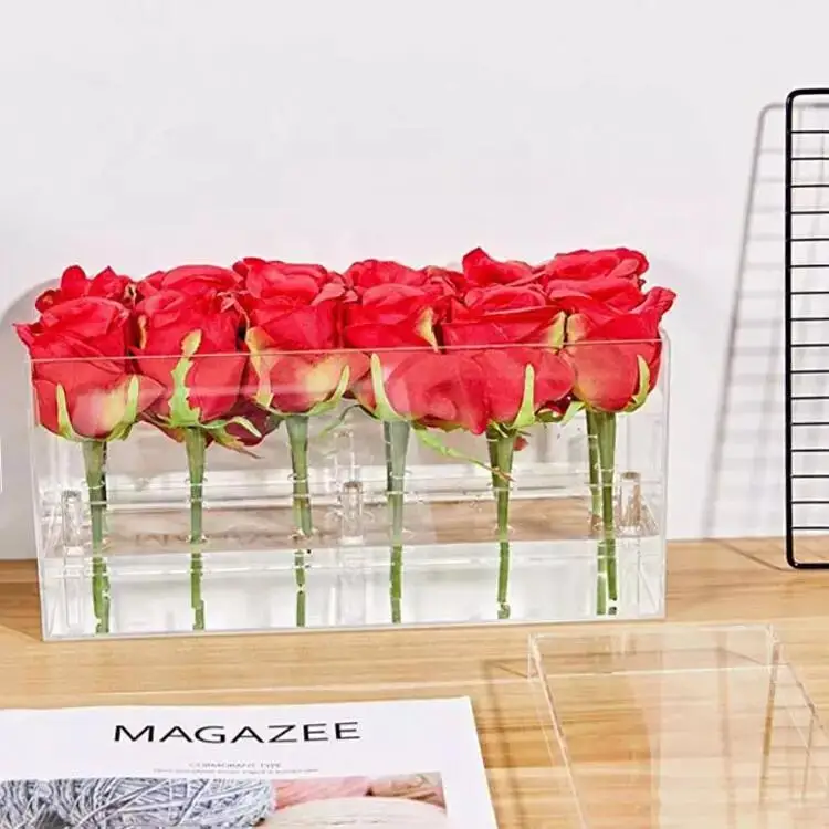 JAYI Luxury Clear Acrylic Forever Flower Box Acrylic Boxes for Preserved Flowers