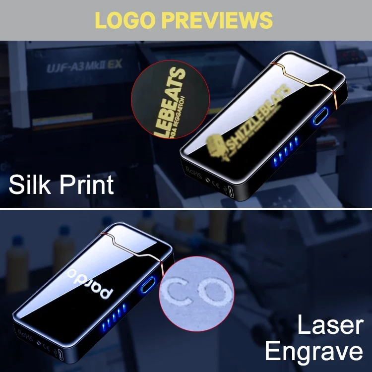 Professional Custom Logo Touch Screen Ignite Windproof Arc Rechargeable Cheap  Electric Coil Lighter