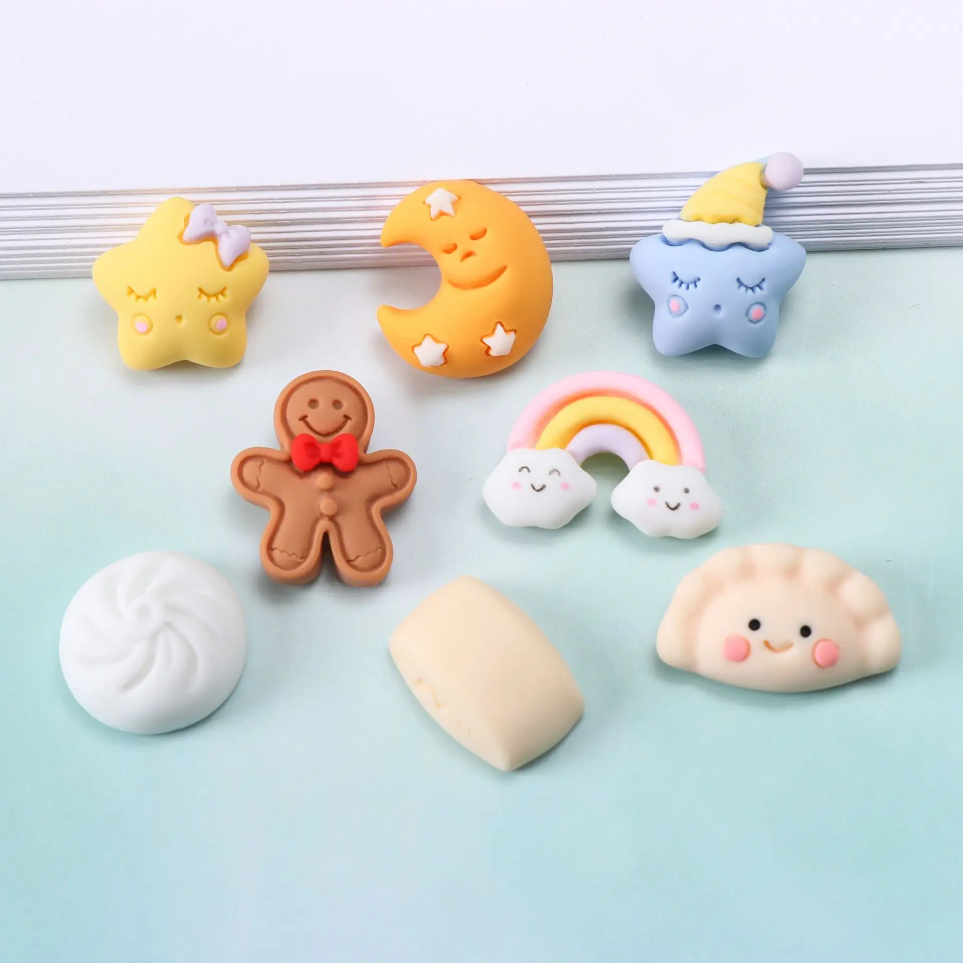 Wholesale Popular DIY Steamed Stuffed Buns Mantou Rainbow Cake Pendant Polymer Clay Charms For Hairpin Phone Decoration