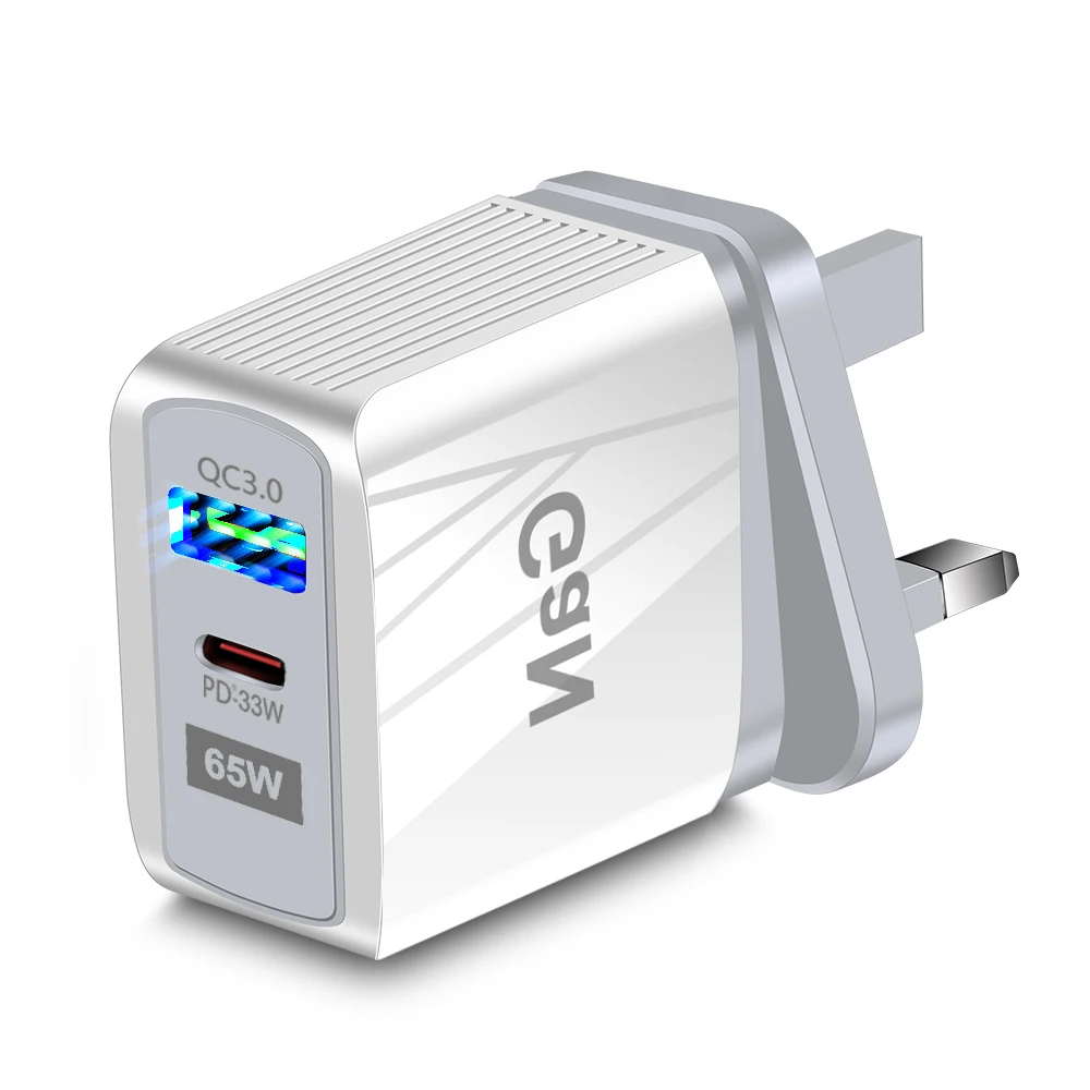 New PD33W QC 3.0 9V12V Super Fast Charging GaN European Standard USA Standard UK standard 65W Gallium nitride USB/ C charger