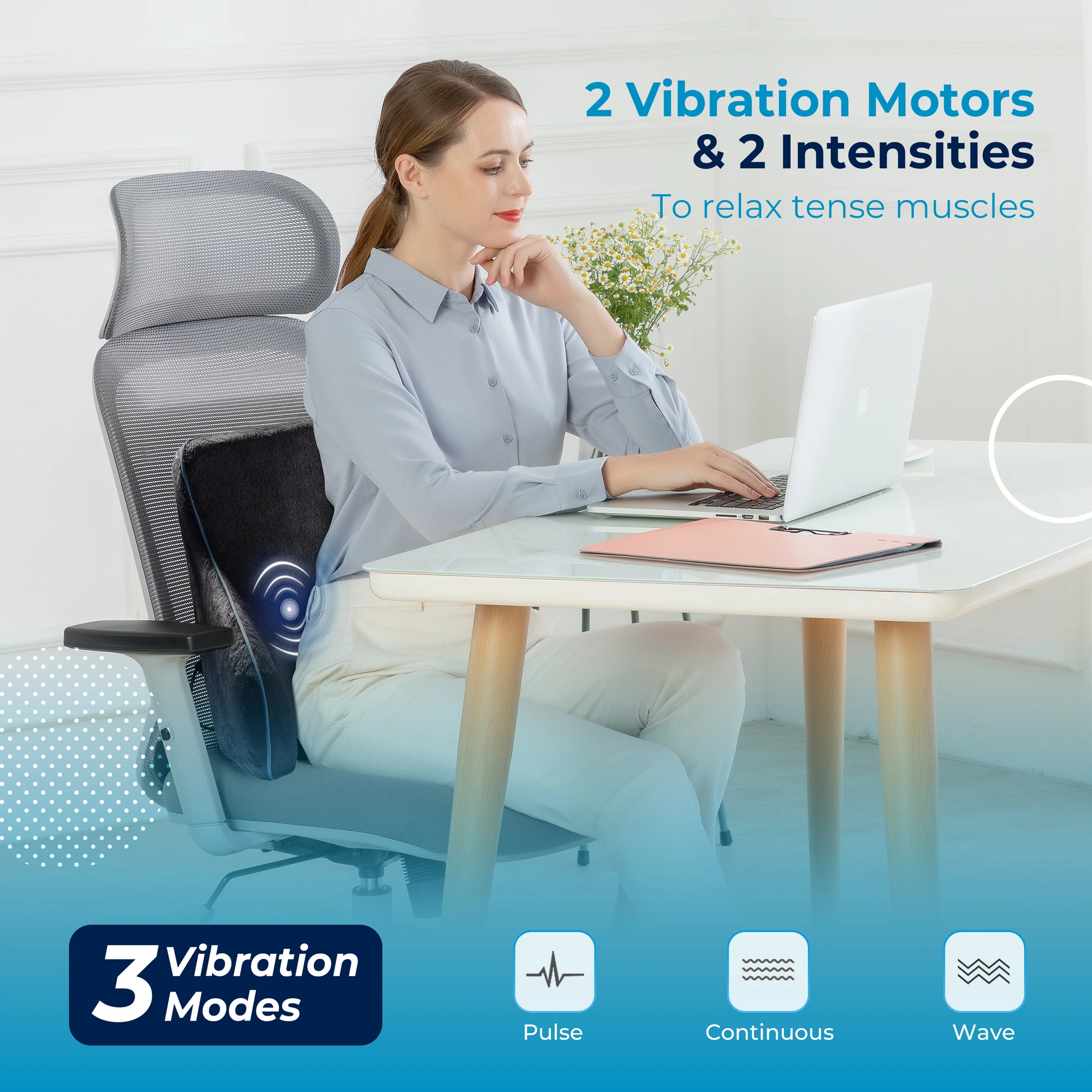 waist lumbar support pillow for chair memory foam with vibration massage and heating function